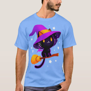 Witch cat Black magic cat cute spooky T-Shirt