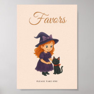 Witch & Cat Bow Cards  Gifts Table Sign Poster