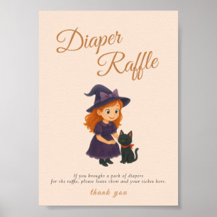 Witch & Cat Bow Cards Gifts Table Sign Poster