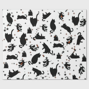 Witch, Cat & Castle Silhouette Wrapping Paper