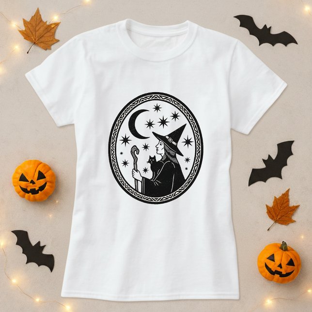 Witch Cat Cauldron Gift Halloween T-Shirt (Creator Uploaded)