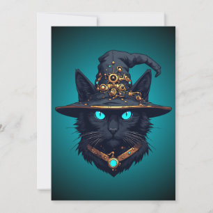 Witch Cat Cyberpunk Mecha Halloween Neon Sunglasse Invitation