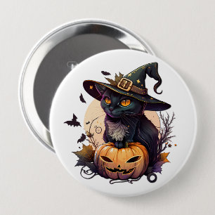 Witch Cat for Halloween 10 Cm Round Badge