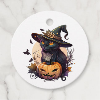 Witch Cat for Halloween  Favour Tags