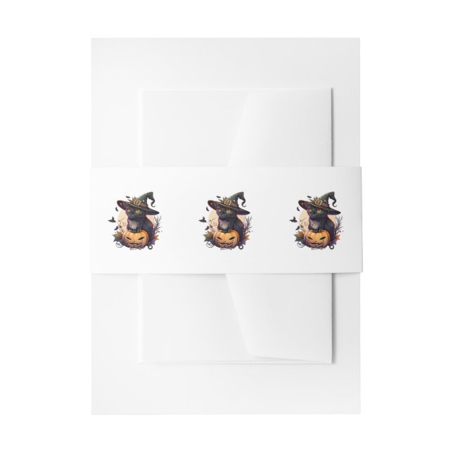 Witch Cat for Halloween  Invitation Belly Band (Front Example)