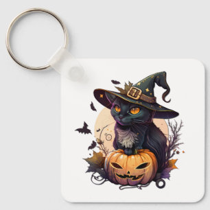 Witch Cat for Halloween  Key Ring