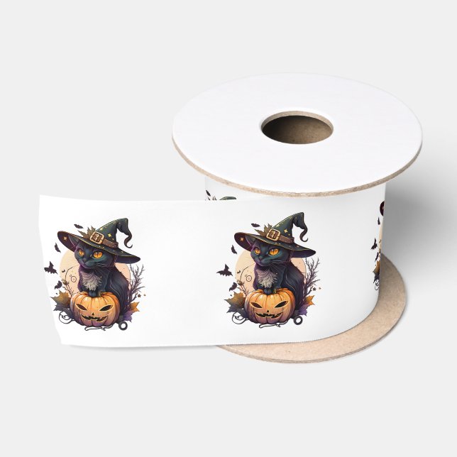 Witch Cat for Halloween  Satin Ribbon (Spool)