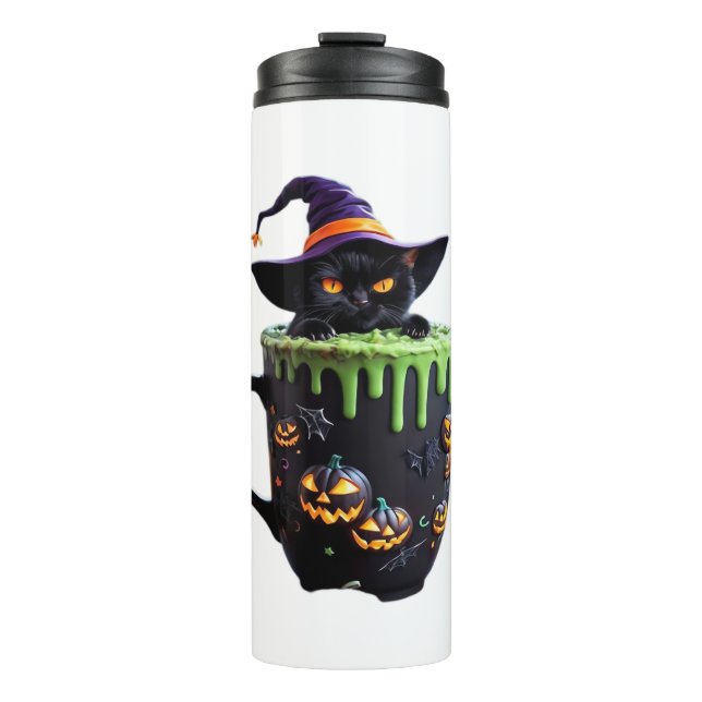 Witch Cat Halloween Coffee Mug – Cute Black Cat wi (Front)