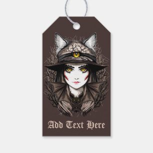 Witch Cat Halloween Creepy Cute Portrait Gift Tags