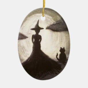 Witch & Cat in Silhouette Ornament