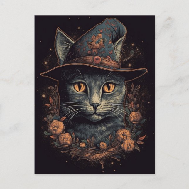 Witch Cat  Postcard (Front)