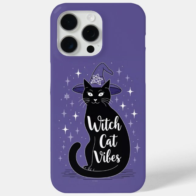 Witch Cat Vibes Purple Halloween iPhone 15 Case-Mate iPhone Case (Back)