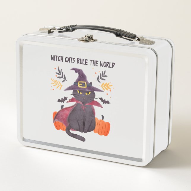 Witch Cats Rule The World – Black Cat Metal Lunch Box (Front)