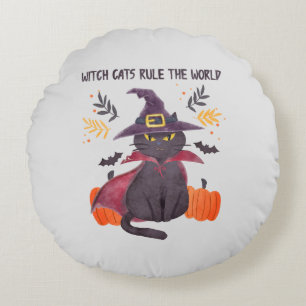 Witch Cats Rule The World – Black Cat Round Cushion