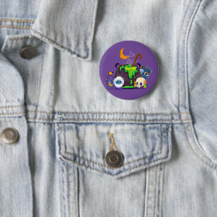 Witch Cauldron Cooking Potion Under The Moonlight 6 Cm Round Badge