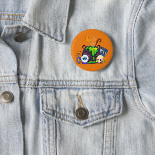 Witch Cauldron Cooking Potion Under The Moonlight 6 Cm Round Badge