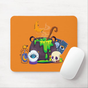 Witch Cauldron Cooking Potion Under The Moonlight Mouse Pad