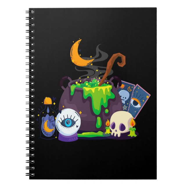 Witch Cauldron Cooking Potion Under The Moonlight Notebook (Front)