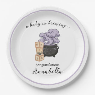 Witch Cauldron Halloween Baby Shower Paper Plate