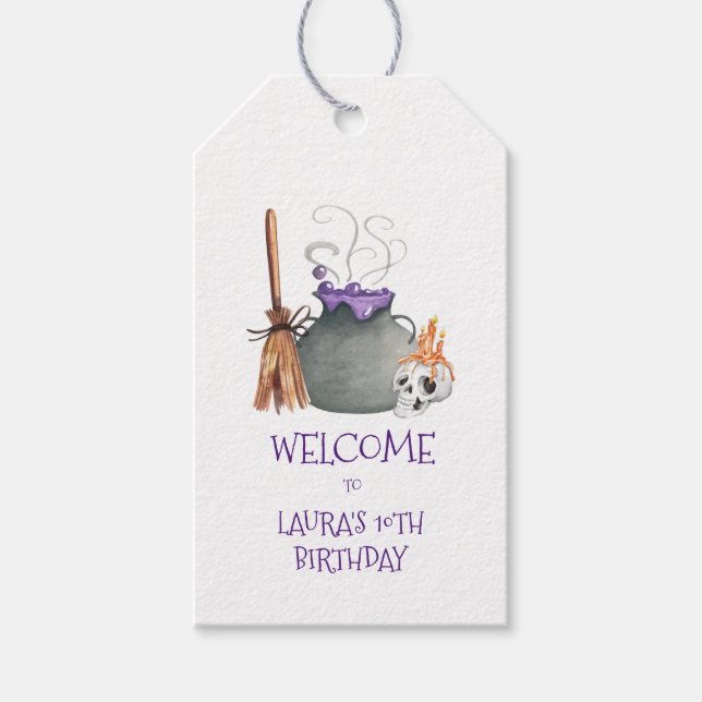 Witch Cauldron Halloween Gift Tags (Front)