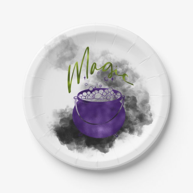Witch Cauldron Magic Paper Plate (Front)