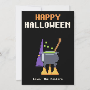 Witch Cauldron Pixel Art Halloween Card