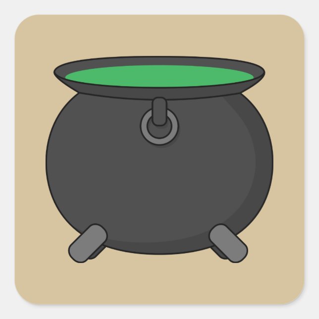 Witch Cauldron Square Sticker (Front)