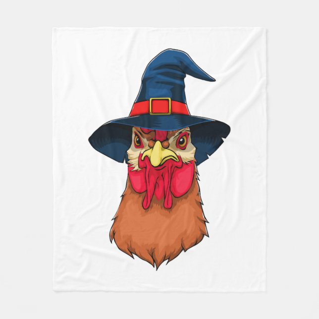 Witch Chicken Funny Halloween Horror Scary Fleece Blanket (Front)