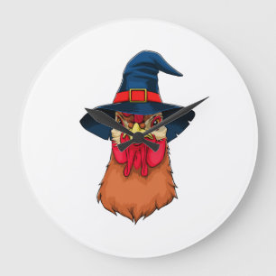 Witch Chicken Funny Halloween Horror Scary Large Clock