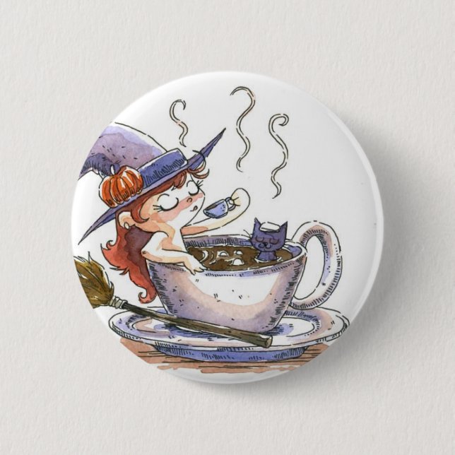 Witch Coffee Break 2 6 Cm Round Badge (Front)