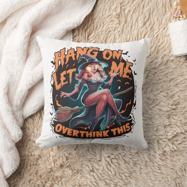 Witch contemplating on a broomstick at dusk cushion (Blanket)