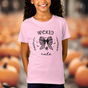 Witch Coquette Black Bow Halloween Name Pink T-Shirt
