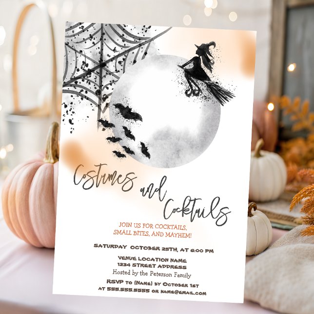 Witch Costumes & Cocktail Moon Halloween Invitation (Creator Uploaded)