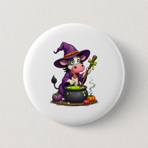 Witch Cow Cauldron Brew 6 Cm Round Badge
