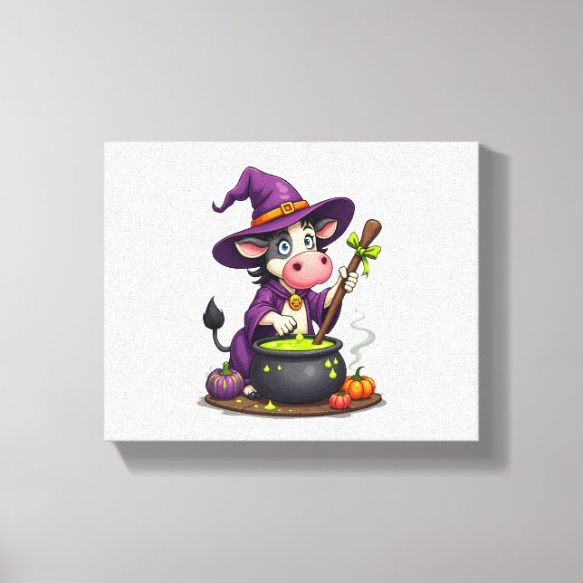 Witch Cow Cauldron Brew Canvas Print (Front)