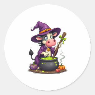 Witch Cow Cauldron Brew Classic Round Sticker