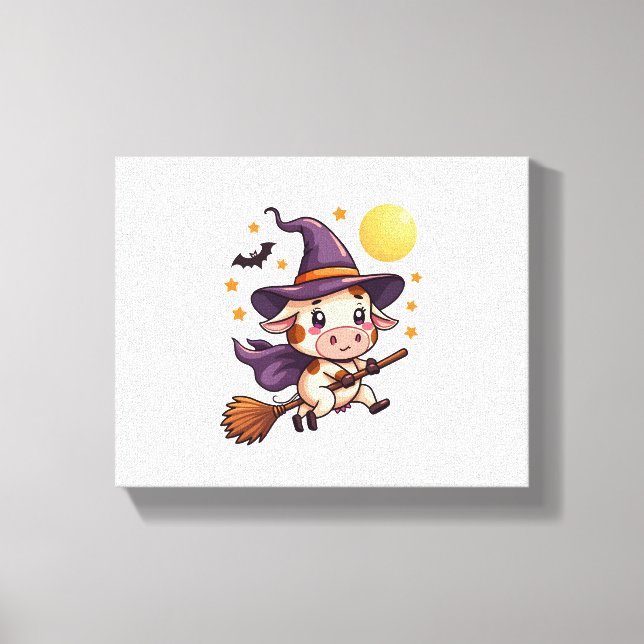 Witch Cow on a Broomstick Canvas Print (Front)