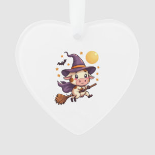Witch Cow on a Broomstick Ornament