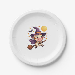 Witch Cow on a Broomstick Paper Plate