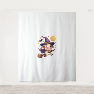 Witch Cow on a Broomstick Tapestry