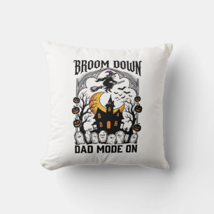 Witch Dad Halloween Broom Broke Vintage Graphic_1 Cushion