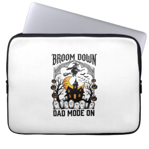Witch Dad Halloween Broom Broke Vintage Graphic_1 Laptop Sleeve