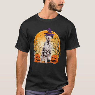 Witch Dalmatian Dog Halloween Costume Day Kids T-Shirt