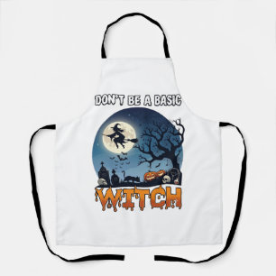Witch Don Be Basic Halloween Moon Cat Pumpkin_1 Apron