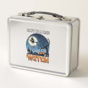 Witch Don Be Basic Halloween Moon Cat Pumpkin_1 Metal Lunch Box