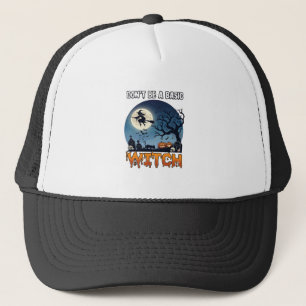 Witch Don Be Basic Halloween Moon Cat Pumpkin_1 Trucker Hat