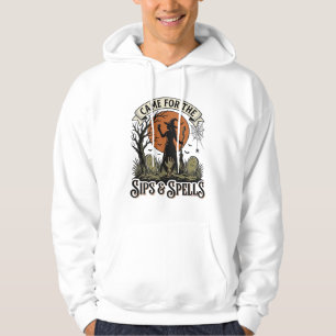 Witch Drinking Shirt Sips and Spells Vintage Hallo