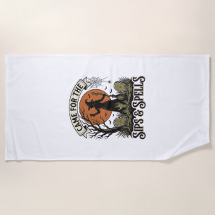 Witch Drinking Shirt Sips and Spells Vintage Hallo Beach Towel