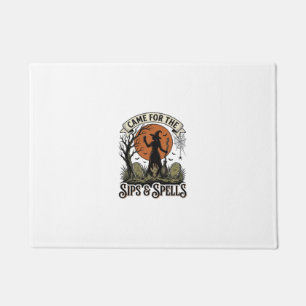 Witch Drinking Shirt Sips and Spells Vintage Hallo Doormat