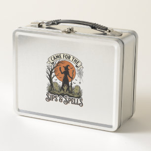 Witch Drinking Shirt Sips and Spells Vintage Hallo Metal Lunch Box